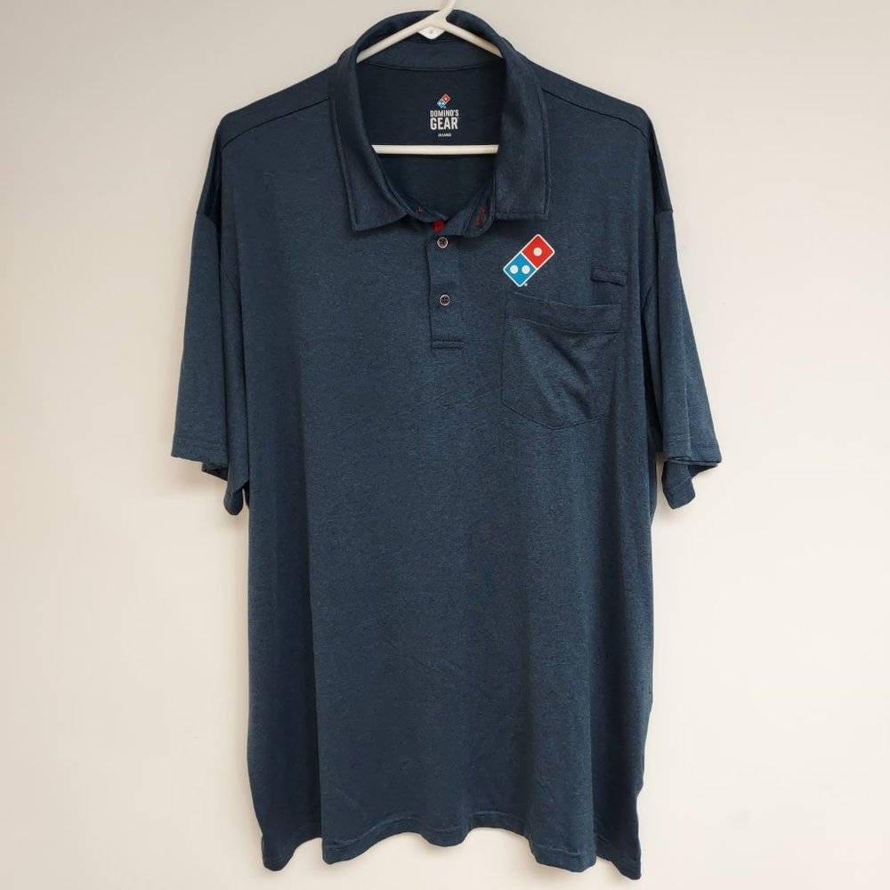 DOMINO'S PIZZA GEAR EMPLOYEE UNIFORM POLO SHIRT BLUE GENUINE OFFICIAL UNISEX OEM